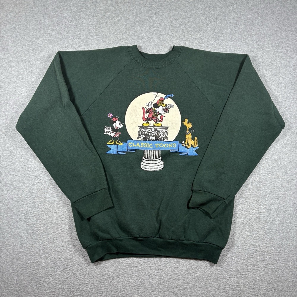 Vintage 90s Disney Magic Music Days Sweatshirt XL Classic Toon Mickey Green FOTL